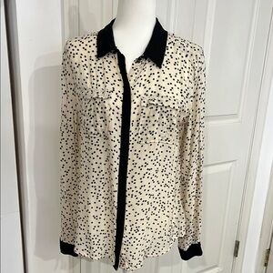 Maeve Black and Cream Button-Down Shirt size 8